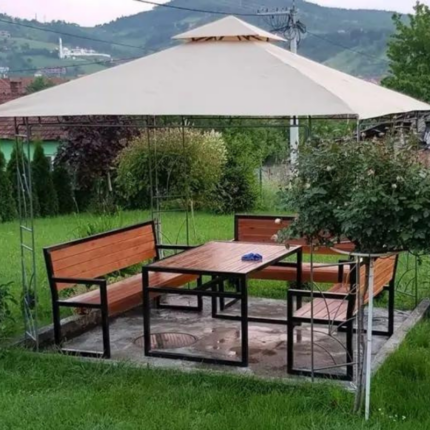 Lotto di 4 tende per gazebo Belize (3 x 8 m) - Ardesia